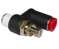 Pneufit C akış regülatörü (dışarı), döner banjo, dirsek, R1/8, 4mm