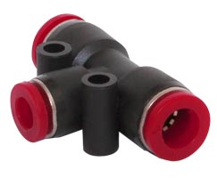 Pneufit C geçmeli bağlantı elemanı, eşit olmayan rakor, T, 16mm, 10mm