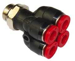 Pneufit C geçmeli bağlantı elemanı, adaptör, dörtlü, G1/4, 4mm