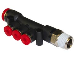 Pneufit C geçmeli bağlantı elemanı, adaptör, manifold, R1/4, 4mm, 8mm