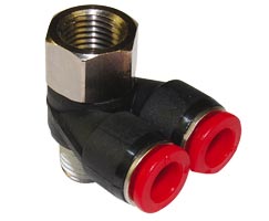 Pneufit C geçmeli bağlantı parçası, üst port branşman adaptörü, dirsek, R1/4, R1/4, 10mm