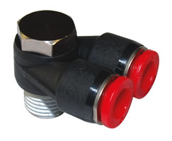 Pneufit C geçmeli bağlantı parçası, branşman adaptörü, dirsek, R3/8, 10mm