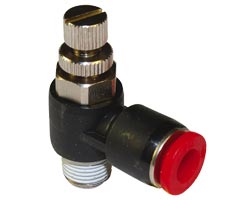 Pneufit C akış regülatörü (çıkış), banjo, dirsek, R1/8, 8mm