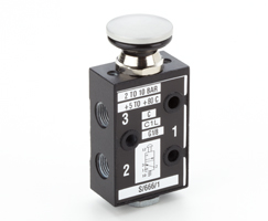 S/666 manuel kumandalı valf, G1/8, 3/2, NC, düğme / yay dönüşlü