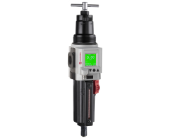 Excelon Plus filtre/regülatör, G3/8, 5 µm, 0,3-10 bar, otomatik tahliye, entegre elektronik basınç sensörü