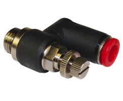 Pneufit C akış regülatörü (dışarı), döner banjo, dirsek, G3/8, 10mm
