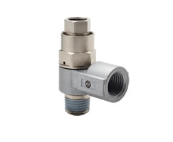 Pneufit 10 pilot kumandalı çek valf, dirsek, R1/8, Rc1/8, M5