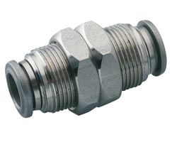 Pneufit S paslanmaz çelik geçmeli bağlantı parçası, bölme rakoru, düz, 12 mm