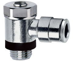 Pneufit 10 akış regülatörü (çıkış), banjo, dirsek, G3/8, 10mm