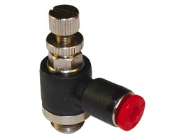 Pneufit C akış regülatörü (çıkış), banjo, dirsek, G3/8, 10mm
