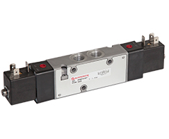 V61 serisi hat içi solenoid valf, G1/4, 2 x 3/2, NC/NC, solenoid pilot / yay ve havalı yay dönüşlü