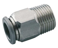 Pneufit S paslanmaz çelik geçmeli bağlantı parçası, adaptör, düz, R1/2, 12mm