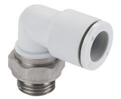 Pneufit E geçmeli bağlantı parçası, döner adaptör, dirsek, G3/8, 8mm