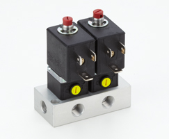 MD/49 serisi doğrudan etkili solenoid valf manifoldu, G1/8, 3/2, NC, solenoid yaylı valfler, 2 istasyon