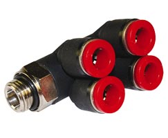 Pneufit C geçmeli bağlantı parçası, 2x branşman adaptörü, dirsek, G1/4, 12mm