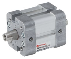 ISO kompakt çift etkili silindir, iç dişli, çift uçlu piston kolu, 25 mm çap, 20 mm strok