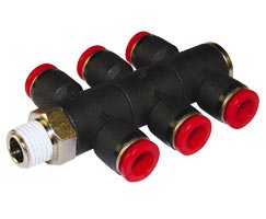 Pneufit C geçmeli bağlantı parçası, 3x üniversal adaptör, tişört, R3/8, 10mm