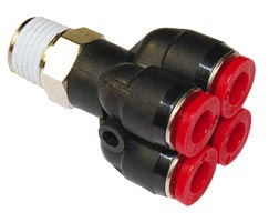 Pneufit C geçmeli bağlantı parçası, adaptör, dörtlü, R1/4, 6mm